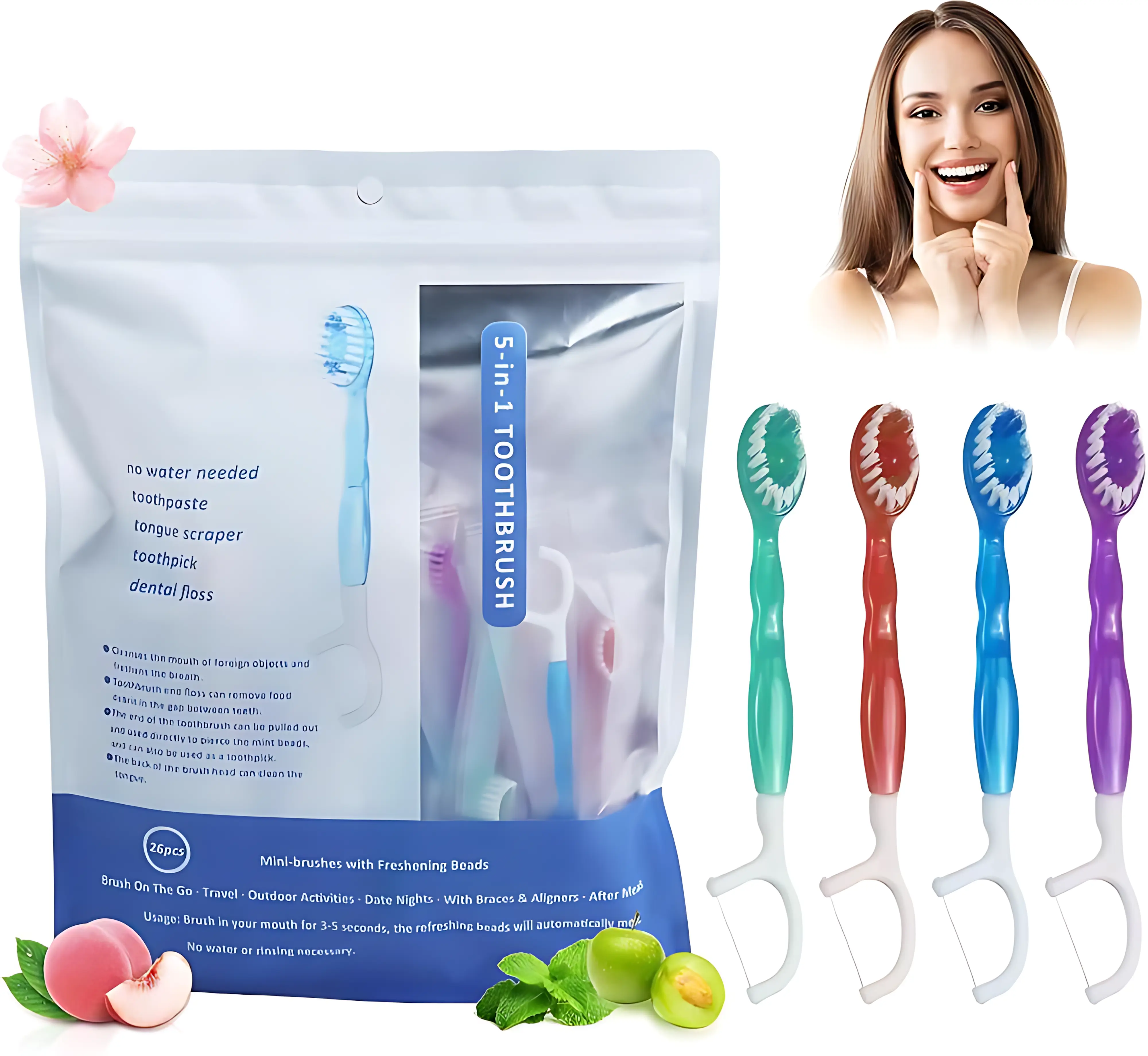 26-pack disposable mini toothbrushes with pre-applied toothpaste, adult ...