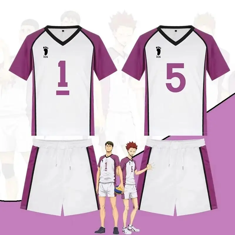 Anime Haikyuu Cosplay Costume Shiratorizawa High School Sportswear Volleyball Club Jersey Uniform Tendou Satori T-shirt Full Set