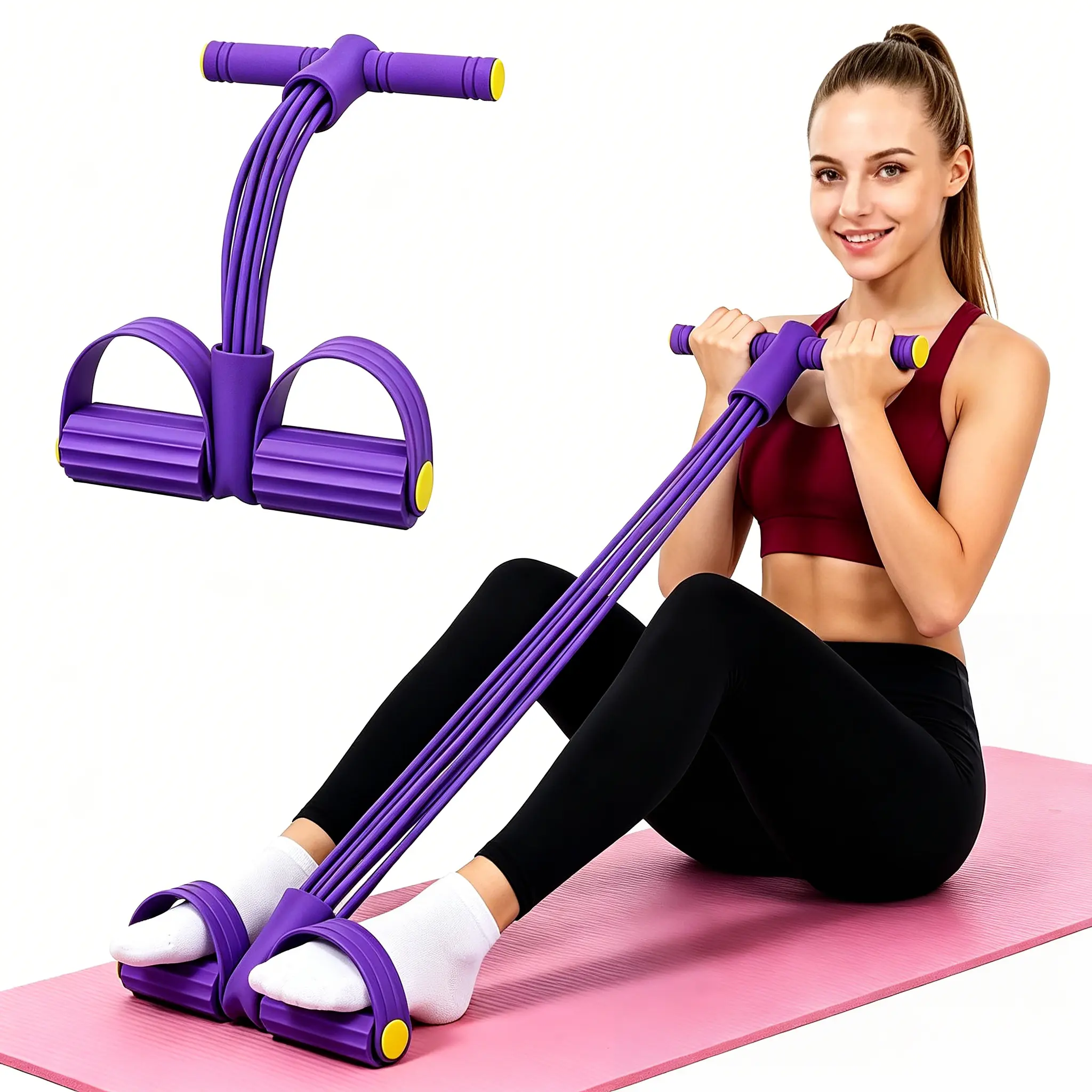 Pedal Resistance Band, Natural Latex Home Gym Equipment with Handles, Exercise Equipment for Home for Full Body Training, Stretch Training Bands, Workout, Workout Equipment