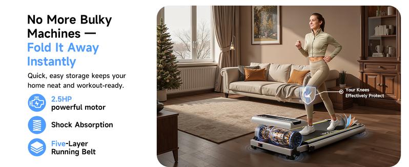 YPOO Manual Incline Foldable walking pad Treadmills with handle  300 Lbs Home Walking Pad Portable Workout Equipment with LED Display Remote Control & APP women gym