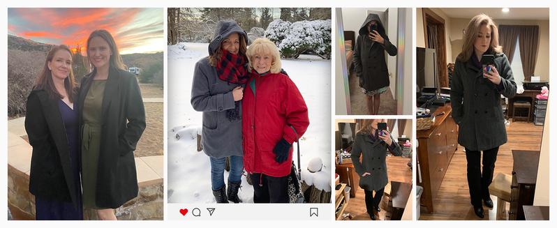 Yeokou Women's Warm Double Breasted Wool Pea Coat Trench Coat Jacket with Hood