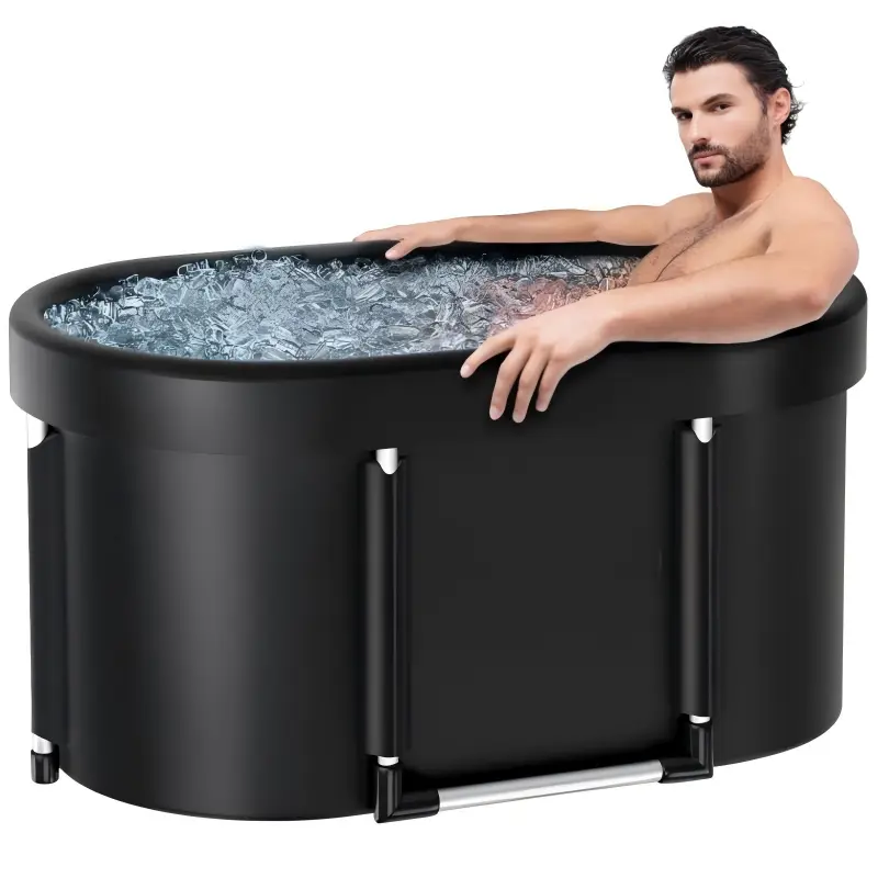 129 Gal XL Collapsible Ice Bathtub with Aluminum Alloy Support, Portable Foldable Soaking Tub for Athletes, Outdoor Home Bathroom Recovery Bathtubs, Portable Bathtub, Foldable Soaking Bathtub