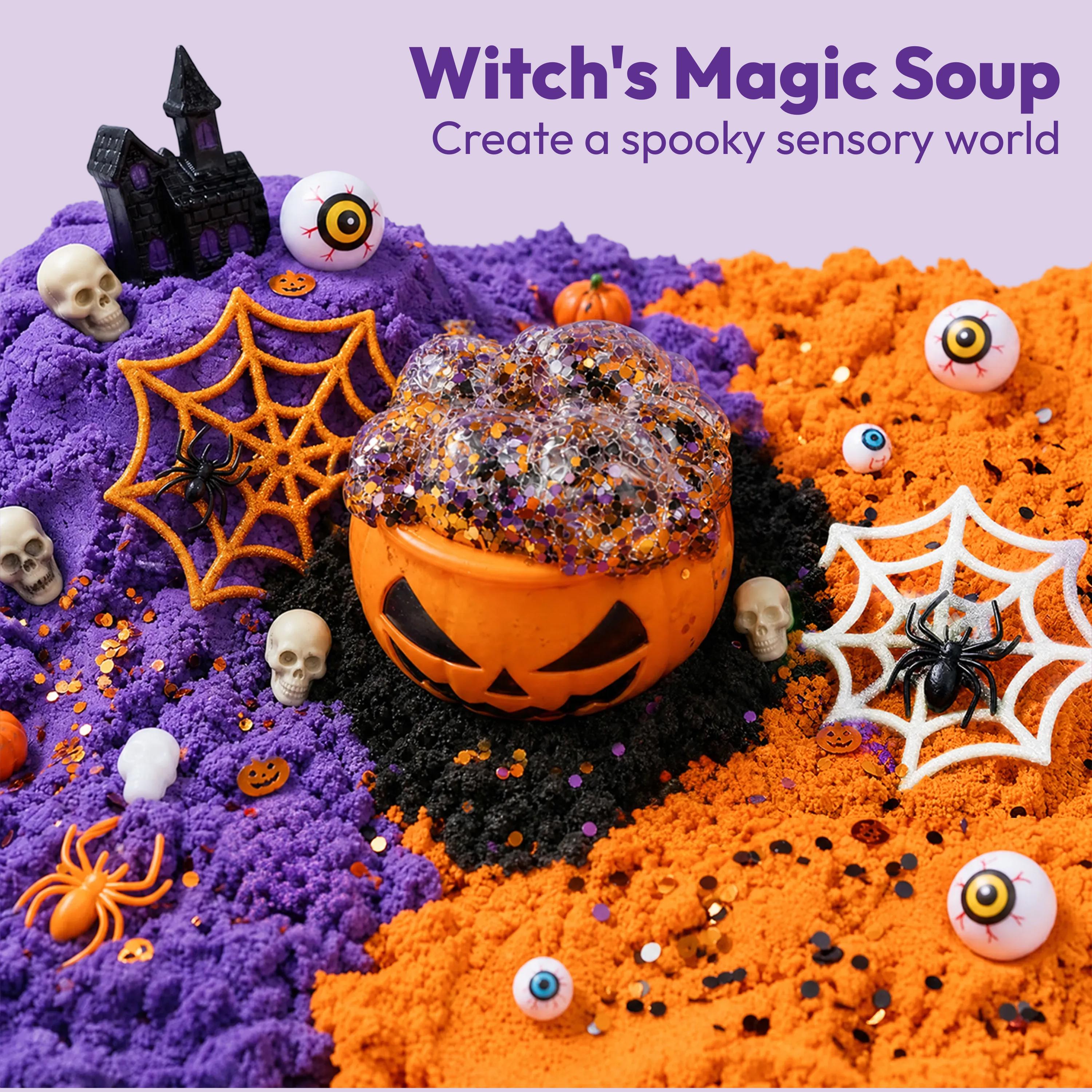 Witch magic soup Halloween sensory bin
