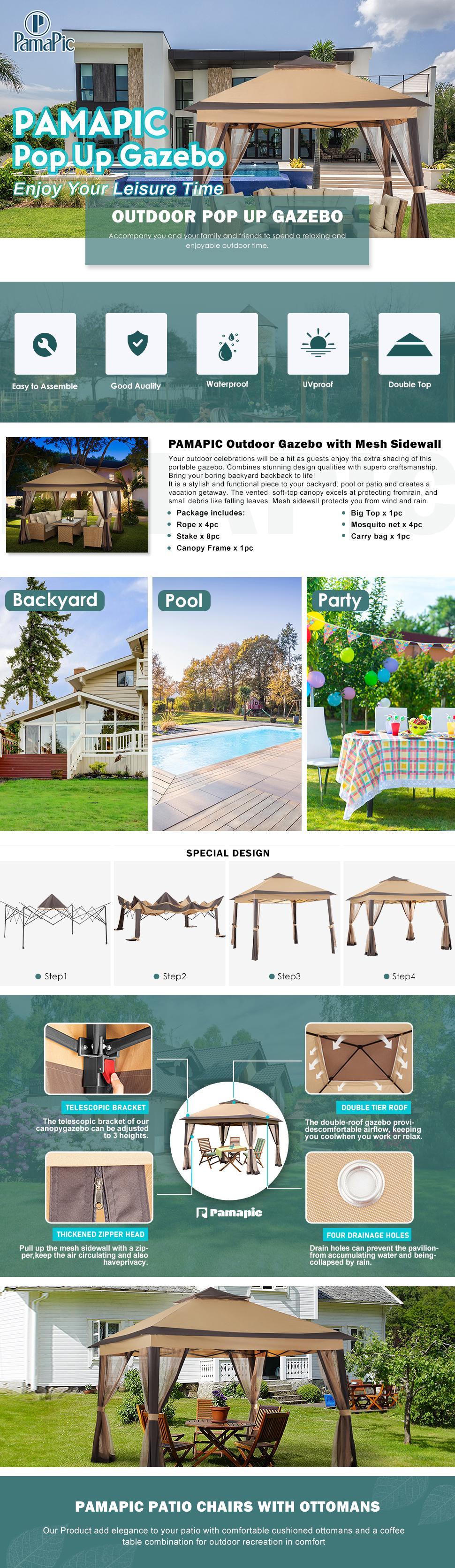 11x11 Outdoor Pop up Gazebo for Patios Canopy for Shade and Rain with Mosquito Netting, Waterproof Soft Top Metal Frame Gazebo for Lawn, Garden, Backyard and Deck 11x11 Outdoor Pop up Gazebo for Patios Canopy for Shade and Rain with Mosquito Netting, Waterproof Soft Top Metal Frame Gazebo for Lawn, Garden, Backyard and Deck