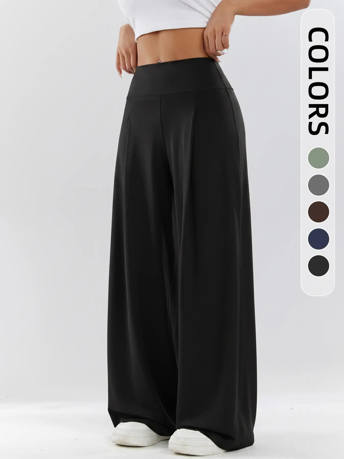 Women's Quick-Dry Sports Pants, Plunge Training Loose Fit Casual Straight Leg Yoga Pants, Outdoor Running Fitness Wide Leg Pants, Knitted Sports Pants, Activewear Bottoms