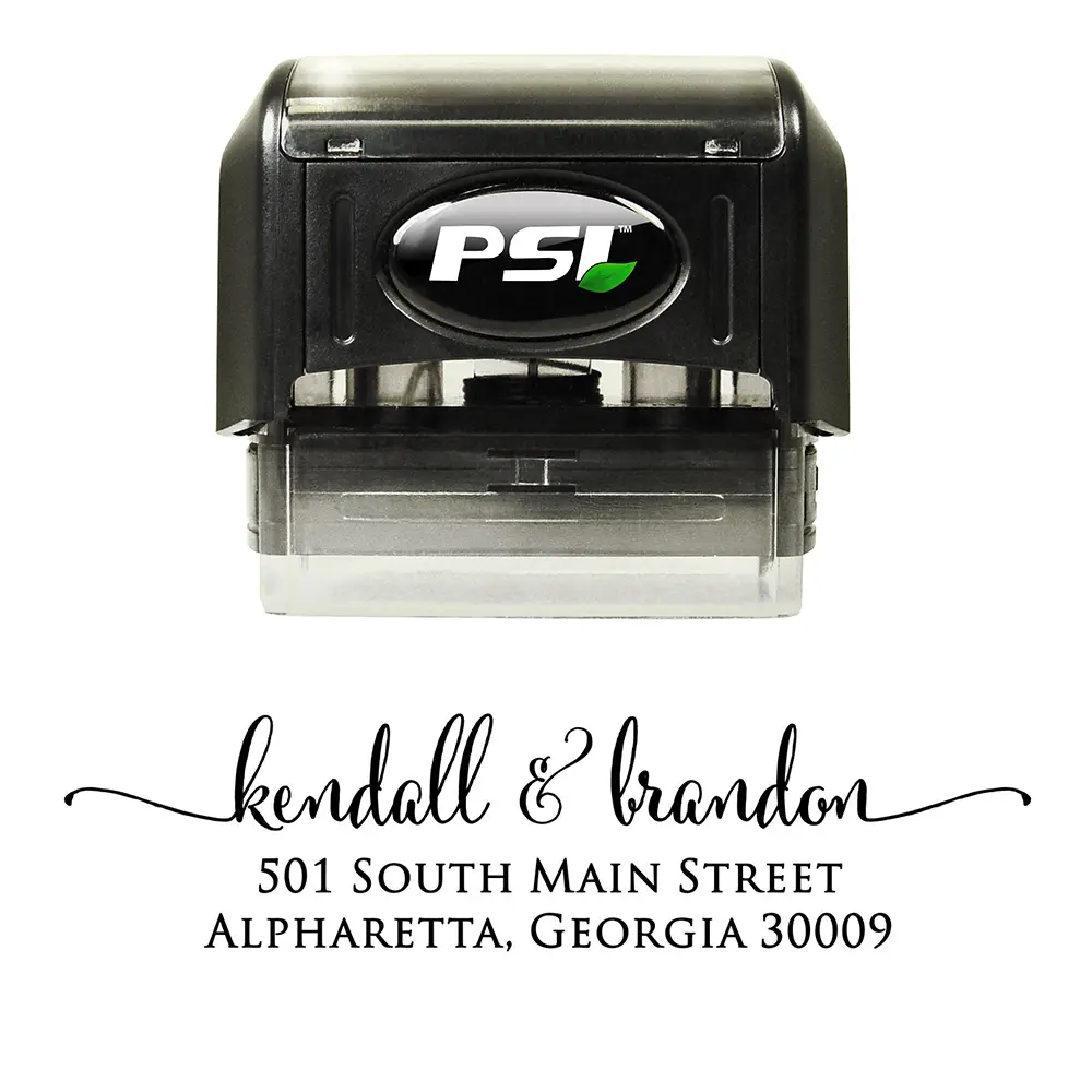 Custom Self-Inking Address Stamp - Pretty Calligraphy Script Font, Office Supplies for Wedding Invitations Envelopes, Rubber Stamper for Mail and Office Stationery