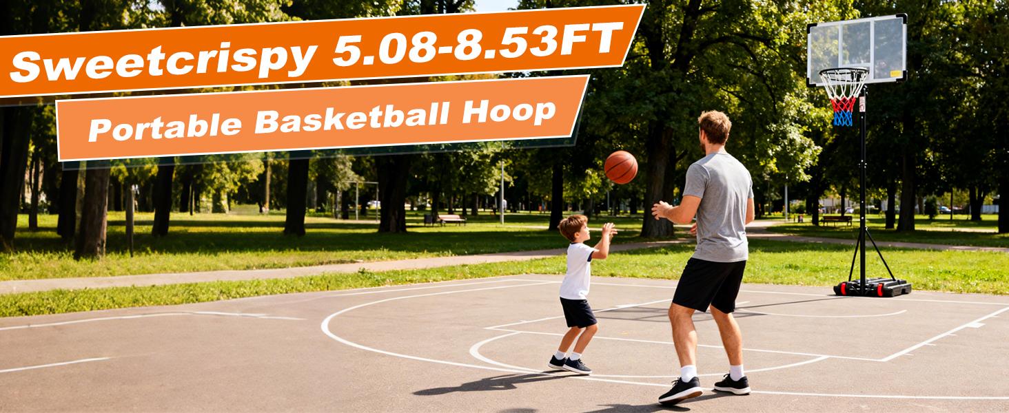 Adjustable Basketball Hoop–Portable Indoor Outdoor System 6.1 To 10 Ft – Family Basketball Goal With Sturdy Base And Wheels