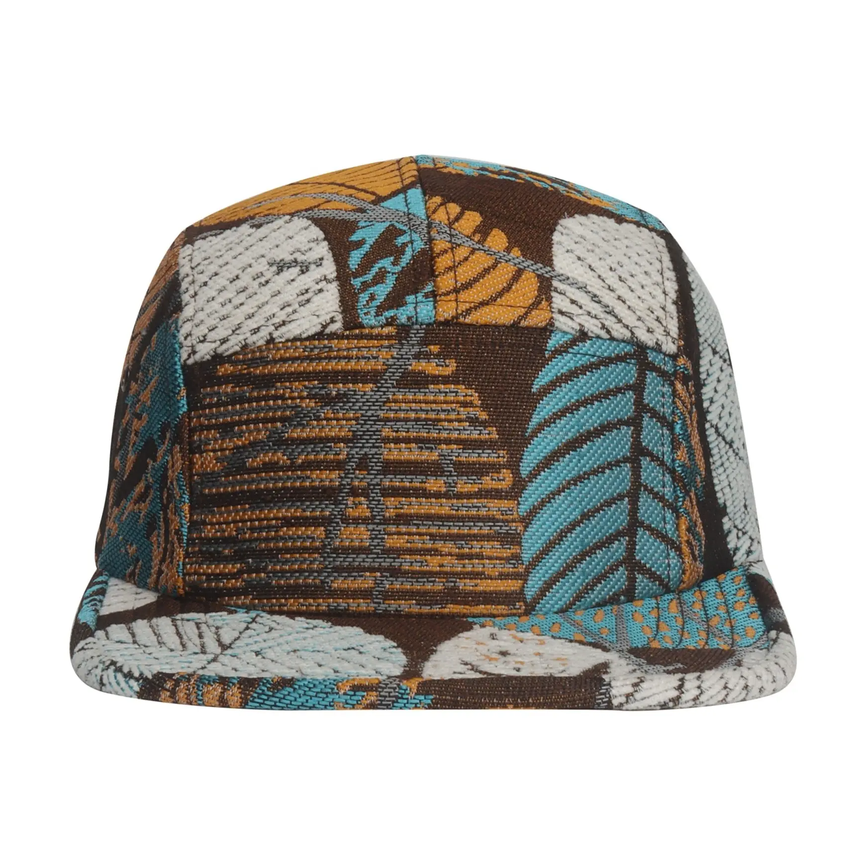 HatPhile Leaf Multicolored Jacquard 5-Panel Hat with Vibrant Intricate Leaf Patterns Adjustable Strap for Comfortable Fit