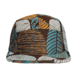 HatPhile Leaf Multicolored Jacquard 5-Panel Hat with Vibrant Intricate Leaf Patterns Adjustable Strap for Comfortable Fit