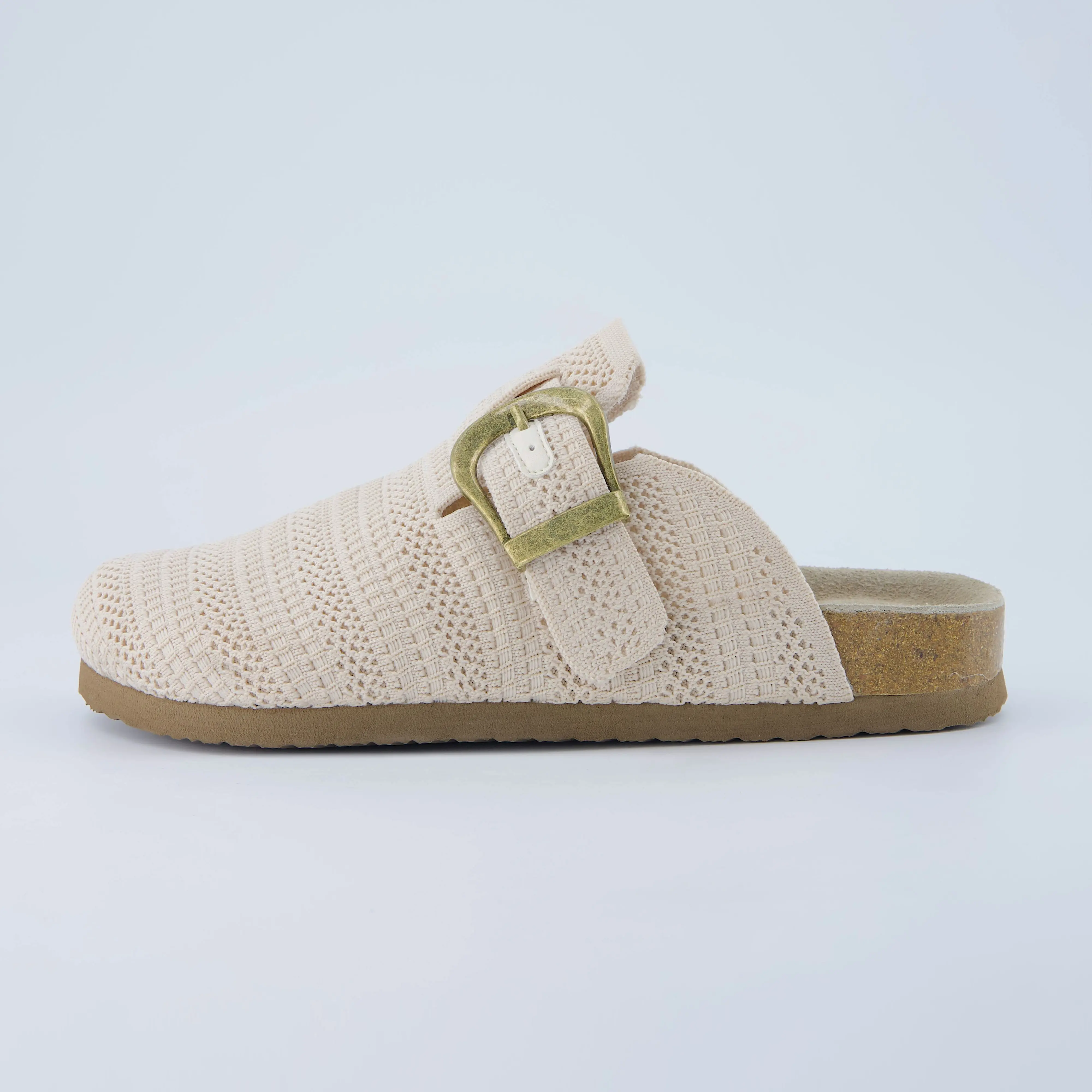 Cushionaire Dumbo Slip On Clogs For Women | Textured Knit Upper Clogs With Adjustable Buckle | Classic Closed Toe Mule Design For Everyday Indoor and Outdoor Wear