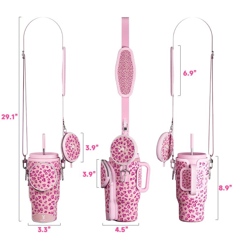 MEOKY water bottle bag, perfect for on-the-go, with an adjustable shoulder strap. Made of high-quality, waterproof and wear-resistant materials.Premium Silicone 3-Compartment Lcd Cube Tray with Leak-Proof Lid - Car Handle Cup.reusable,Valentine's Day gift