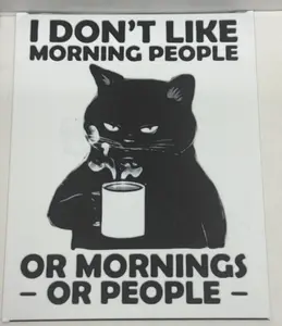 Funny Meme Cat I Don't Like Mornings - 3D Printed (Painting)
