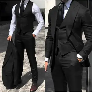 Elegant Wedding Tuxedos Suits 3 Pieces Slim Fit Bridegroom For Men Groomsmen Suit Male Formal Business (Jacket + Vest + Pants)