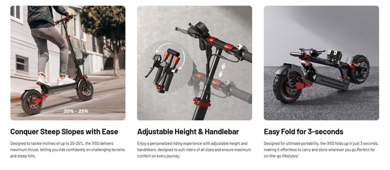 【Holiday Haul】EX5S Off-road Foldable Electric Scooter 1000W 11" Pneumatic Tubeless Tires 28MPH Speed Long Range of 40Miles High-Performance Dual-Suspension Electric Scooter Powerful Adult Commuting urban Electric Scooter, Adjustable Height, 48V 15Ah