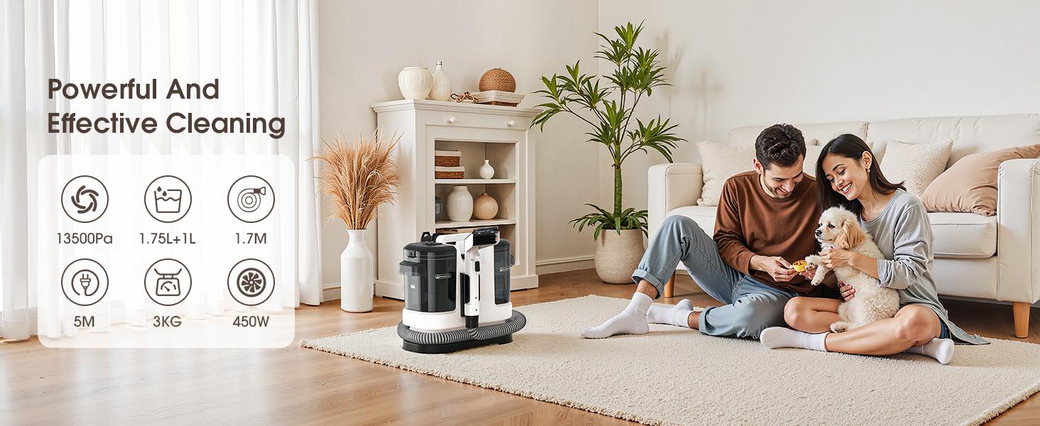 Fabric Cleaning Machine - Home Deep Cleaning Sofa Carpet Multi-Surface Vacuum Cleaner with Heat Water Tank & Attachments
