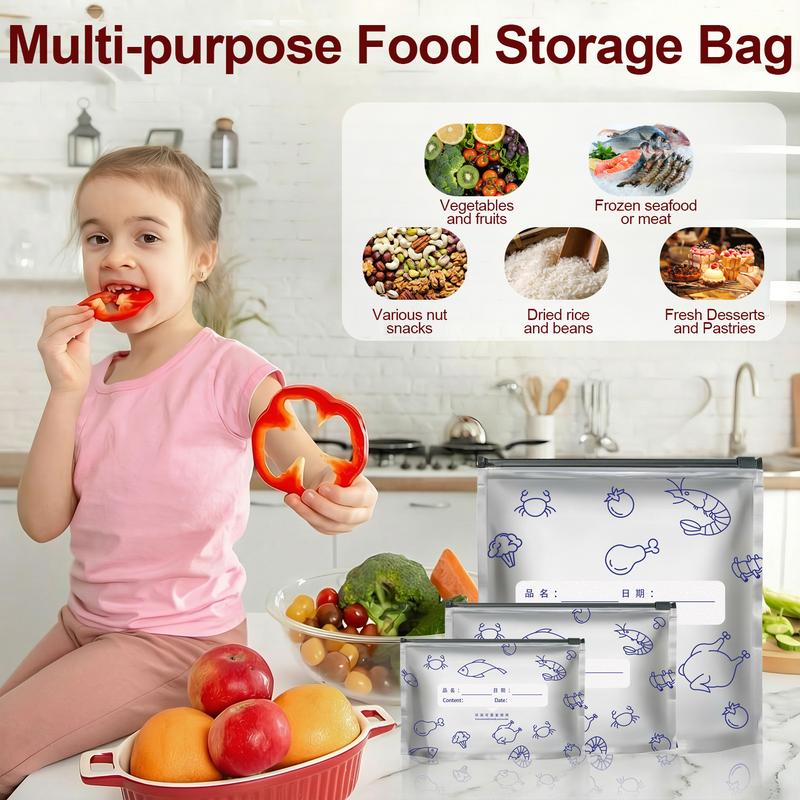 30pcs Reusable Sealable Storage Bags 2026 New Resealable Vacuum Zipper Pouches for Food Stand Up Sealable Bags with Label Zip Lock for Vegetable Fruit Meat 30pcs Reusable Sealable Storage Bags 2026 New Resealable Vacuum Zipper Pouches for Food Stand Up Sealable Bags with Label Zip Lock for Vegetable Fruit Meat