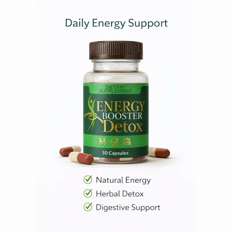 natural Herbal Energy Booster Detox Capsules | Daily Wellness & Metabolism Support Supplement | Natural Energy Formula | 30 Count