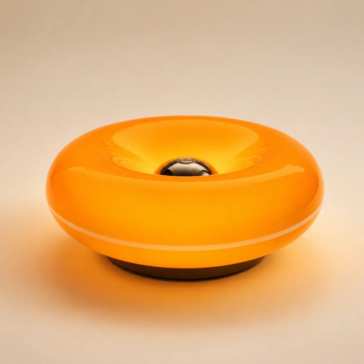 Donut Table Lamp Creative Orange Atmosphere Lamp Plastic Shade Retro-Modern 3-Color Dimmable Nightstand Light USB-C Stepless Brightness Touch Control Bedroom Desk Aesthetic Home Decor Gift