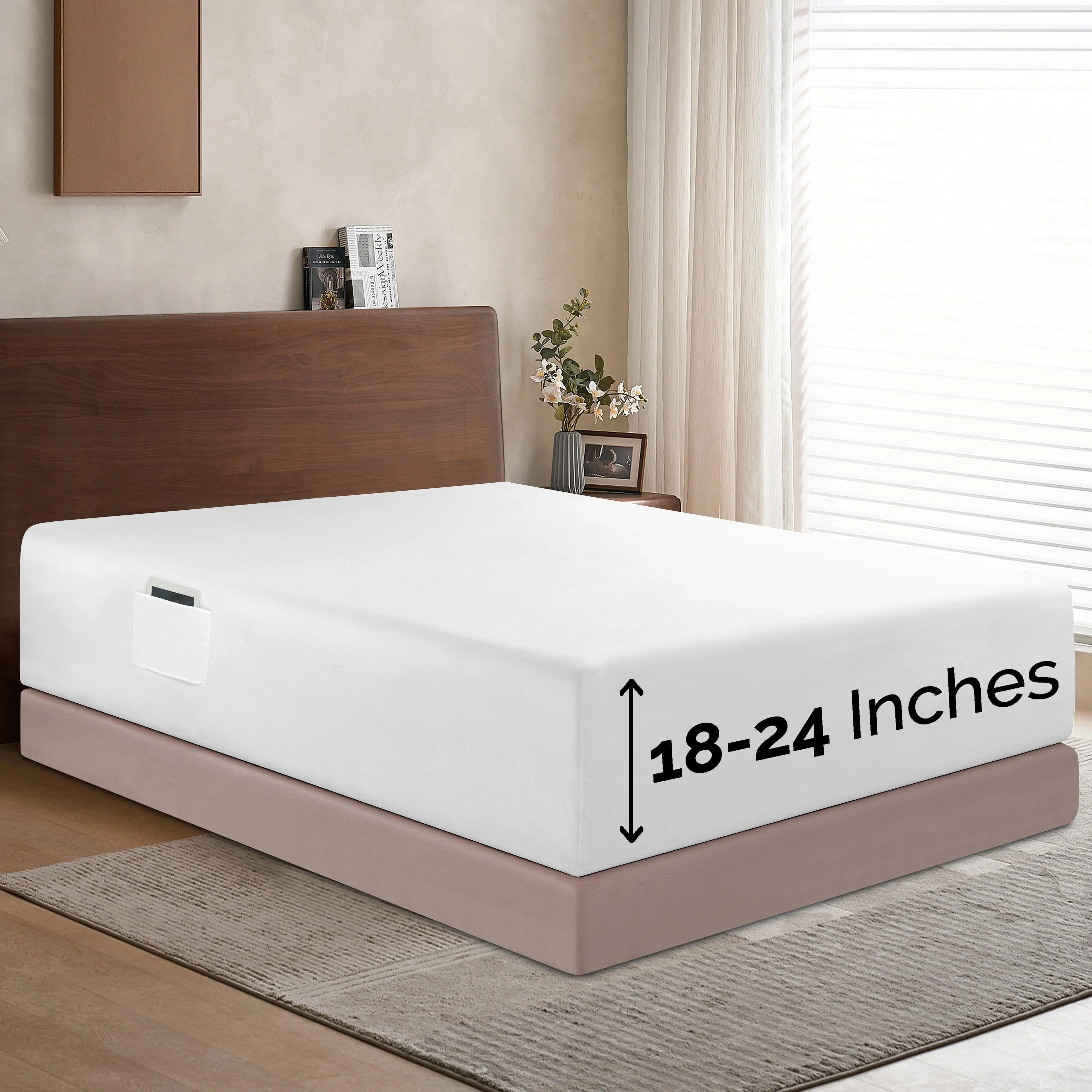 Elegant Comfort Single Extra Deep Pocket Fitted Sheet 18-24in for High Mattress – Wrinkle-Resistant Microfiber, Bright Shades