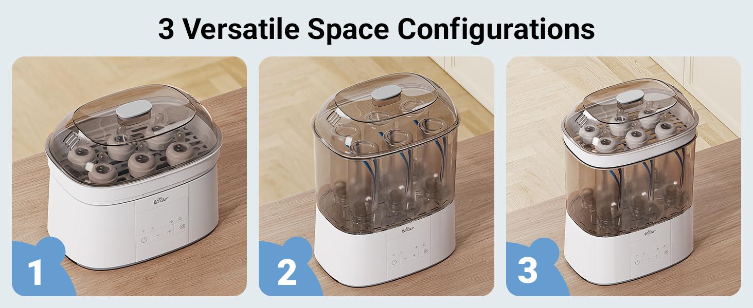 Bear Bottle Sterilizer and Dryer, 2 Layers Large Electric Steam Baby Bottle Sterilizer, Fast Bottle Sanitizer and Dryer for All Bottles & Accessories, Time-Saving Design