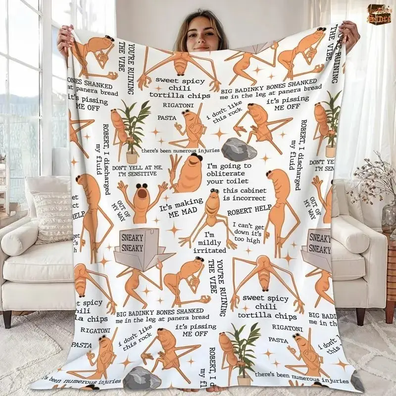 Marcus The Worm Cartoon Printed Super Soft Throw Blanket - Home Bedroom, Office Use, Ideal Father's Day Gift for Males, Cartoon Printed Blanket, Super Soft Blanket