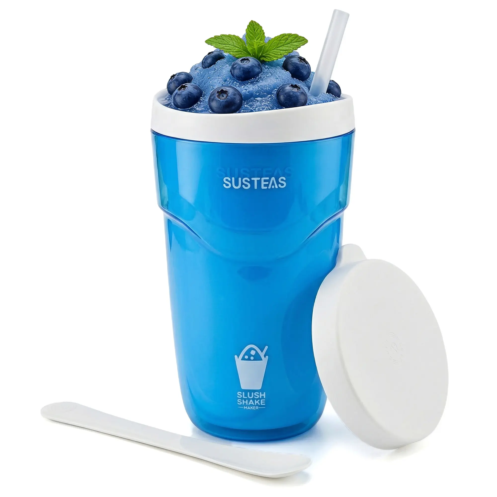 SUSTEAS Freeze & Blend Magic Cup Instant Smoothie Maker 15min Ready Double Wall Insulated Tumbler with Detachable Lid Ice Mash Spoon & Straw Portable 240ml Frozen Cup for Shakes Slush Cocktails & Healthy Drinks,summerwins summerwins