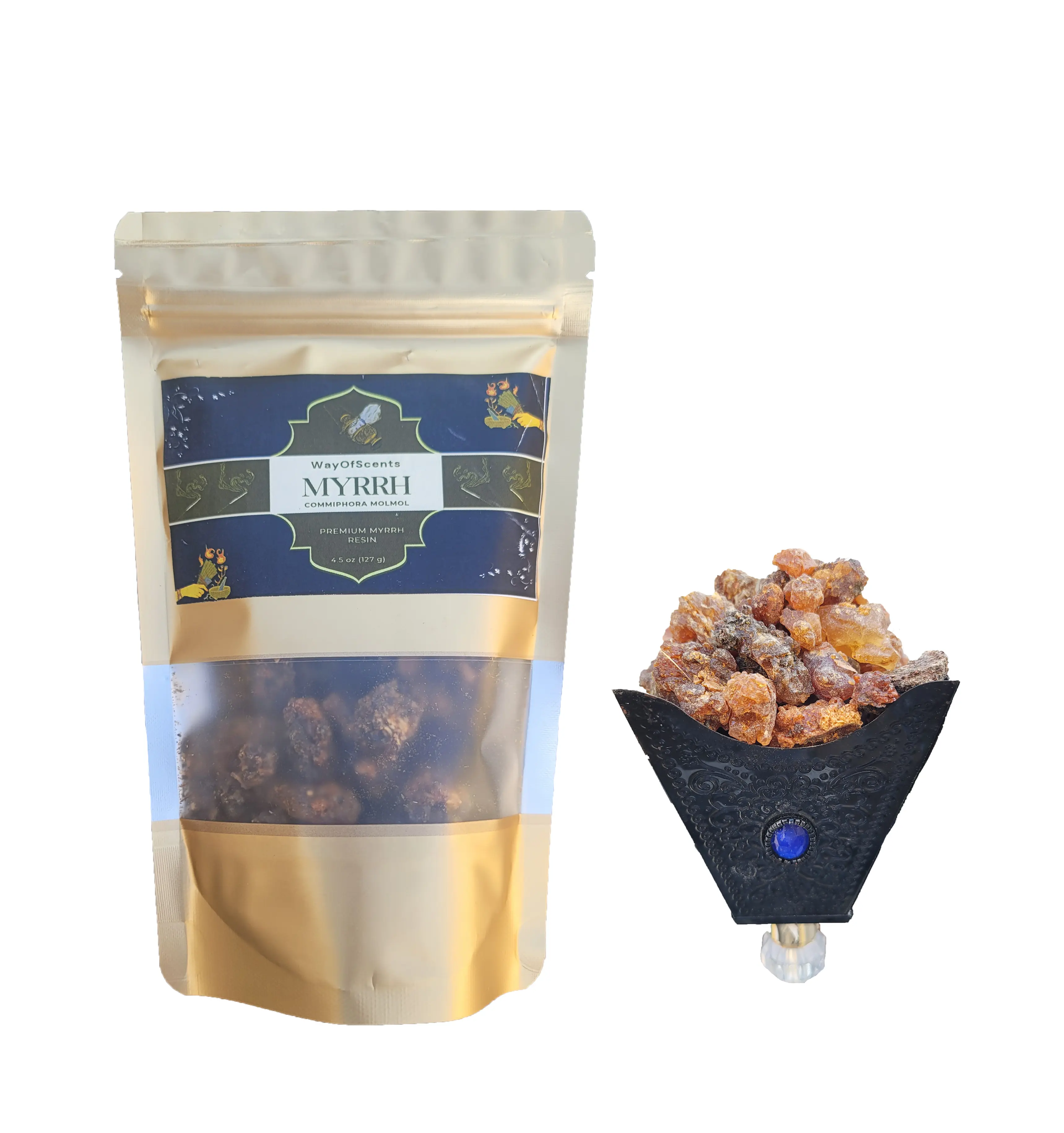 Myrrh Resin - Premium Ethiopian Commiphora Myrrha - Natural Molmol Tree Sap - Traditional Aromatic Incense from Bale and Somali Regions - 4.5 Ounces