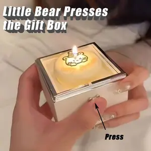 Little bear cake ring box surprise confession box magic box blow out the candle turn over jewelry box creative birthday gift