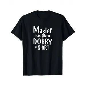Master Has Given Dobby A Shirt Graphic Tee - Heavyweight 180gsm Unisex Black Short Sleeve Round Neck T-Shirt with Text Print, Casual & Festive Wear, Breathable All-Season Comfort, Dobby Design for Men & Women, Everyday & Special Occasions