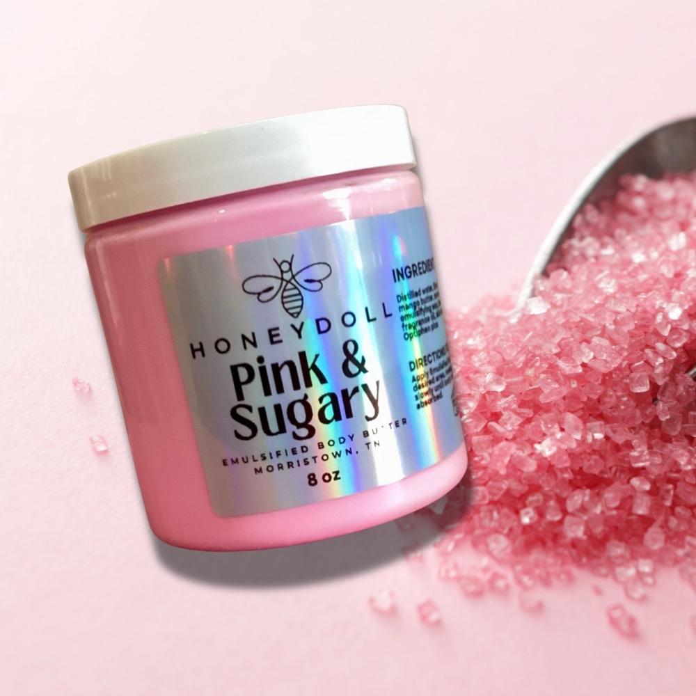 Pink & Sugary Emulsified Body Butter - Sweet Vanilla & Caramel Scent - Body Care