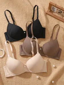 Mimilemon 3PCS Women's Seamless Wireless Bra for Small Chest Bow-decorated lingerie No Gap Soft Everyday Comfort