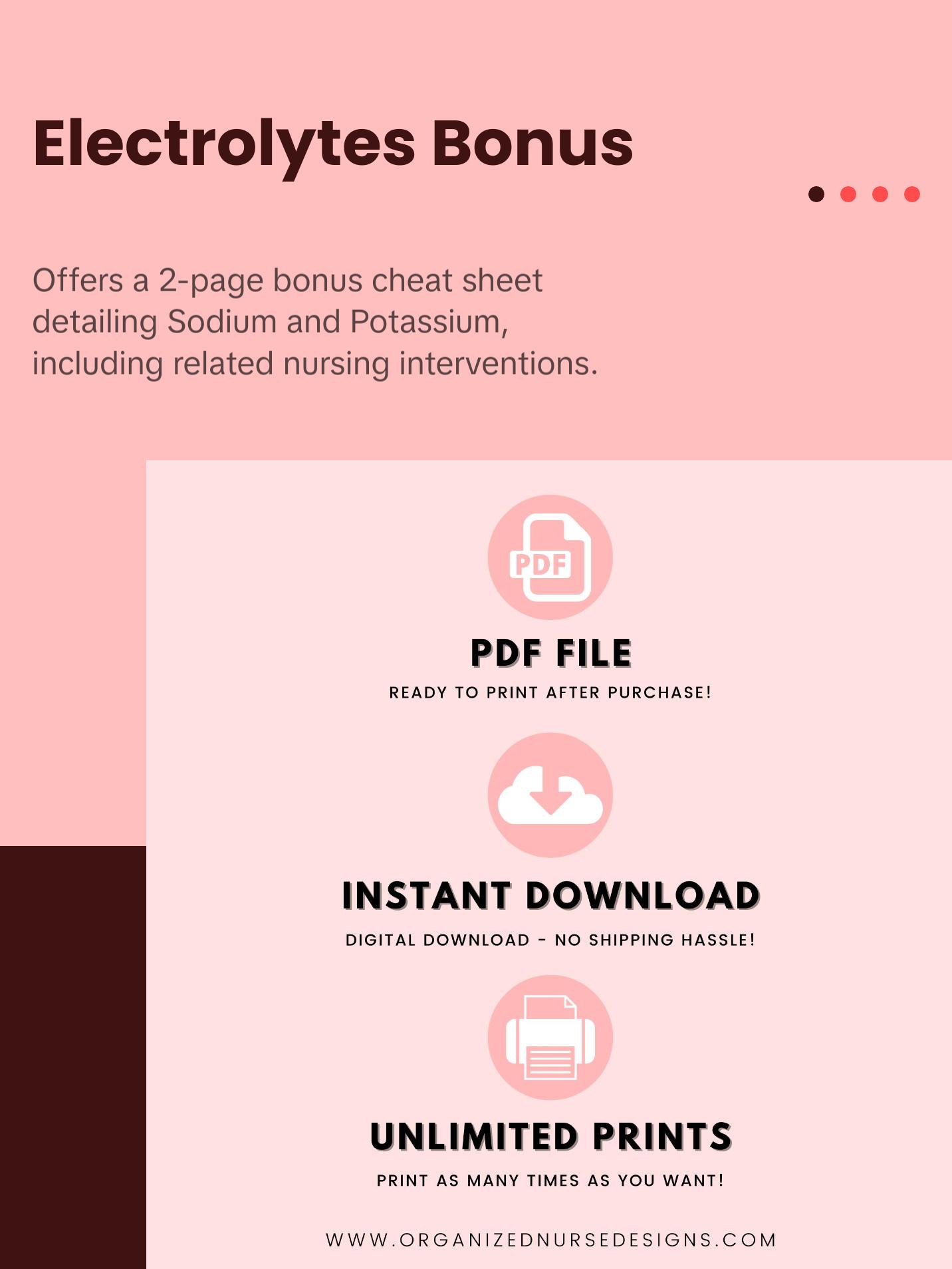 Lab Values Nursing Cheat Sheet Study Guide Includes BONUS Electrolytes Cheat Sheet