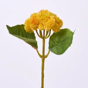 Yellow Sedum Ball & Leaf Faux Foliage Spray - 15"