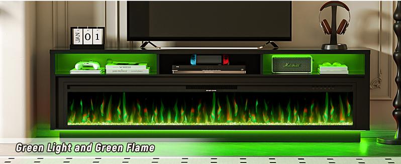 【2 Packages Shipping】Spurgehom Fireplace TV Stand with Electric Fireplace & LED Lights – Choose 58" or 70" Media Console for TVs Up to 65". Features Storage Cabinet & Matching 52"/64" Fireplace, Perfect Entertainment Center for Living Room.