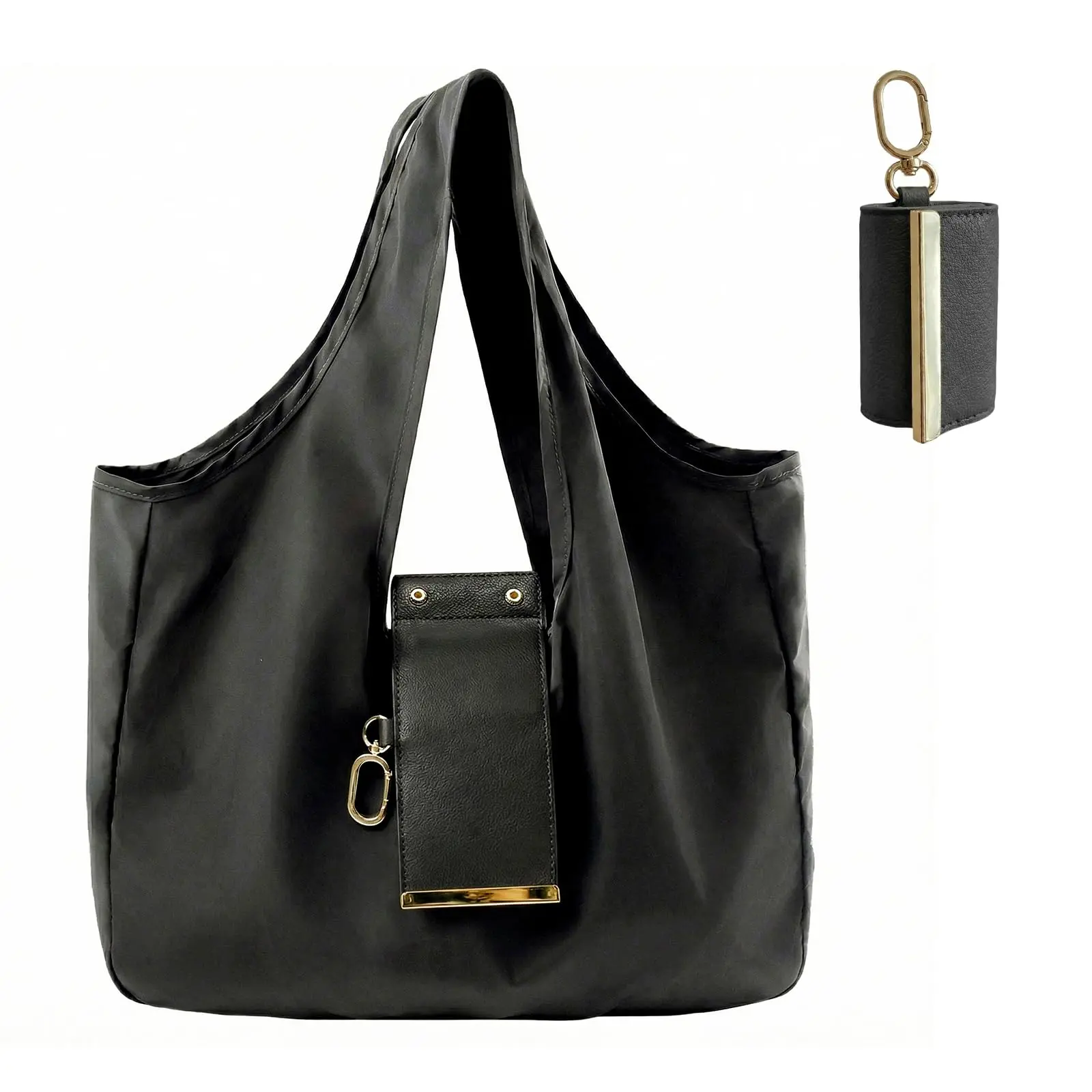 Chic Collapsible Tote Bag Keychain - Lightweight Foldable Compact Storage Pouch with Keyclip, Minimalist Decluttering for Home Organization, Ideal Mother's Day Gift (Office Stationery & Gifts Accessory, Fashionable Shopping Purse)
