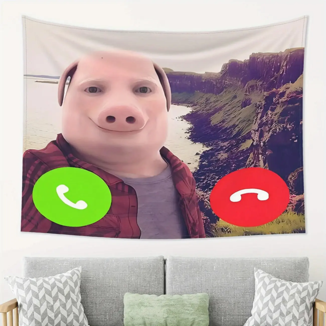 John Pork Meme tapestry ,Perfect for Dorm Rooms, Living roo Rooms & Bedrooms |       Funny Lightweight Wall Hanging Decor,chill room accessories,bedroom decorative accessories easy hang wall art party decoration free flag multiple option Backdrop Photo Pr