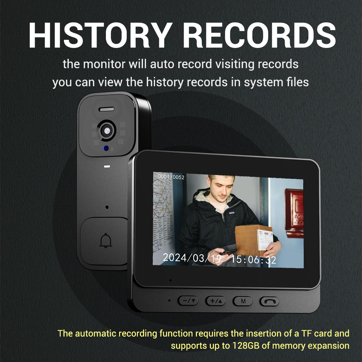 X7 Video Doorbell with Monitor, No WiFi, No App, No Subscription, Easy Setup