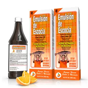 Emulsion de Escocia Orange 6.5 Fl Oz Flavor for Kids & Adults - Vitamin & Cod Liver Oil - Immune & Health Support - 6.5 Oz Orange (2 Pack)