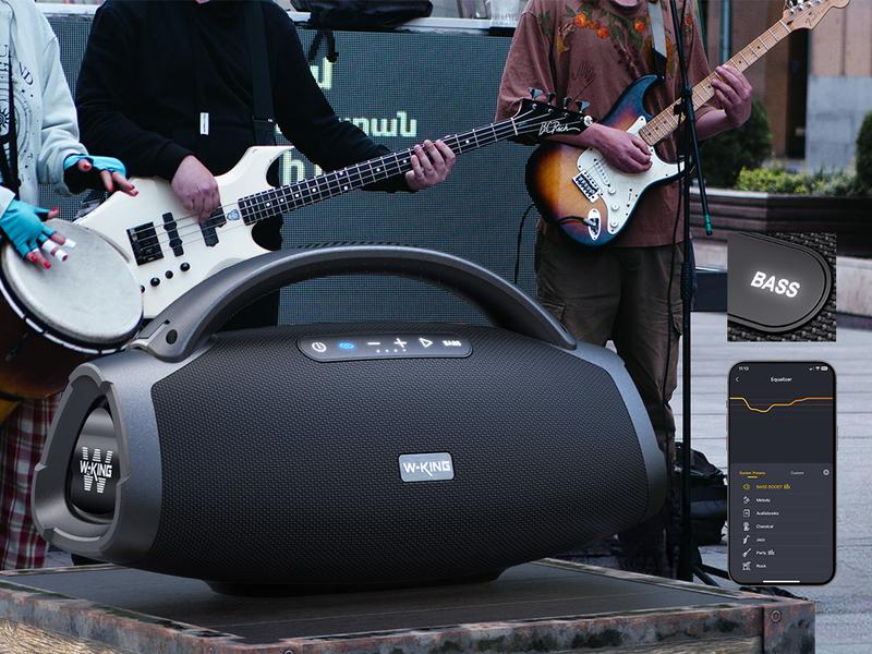 W-KING X20 330W PEAK Boom Box,7.5" Subwoofer 200W RMS,IPX7 Waterproof BT5.4 EQ APP Guitar-in Massive Bass for Outdoor Party