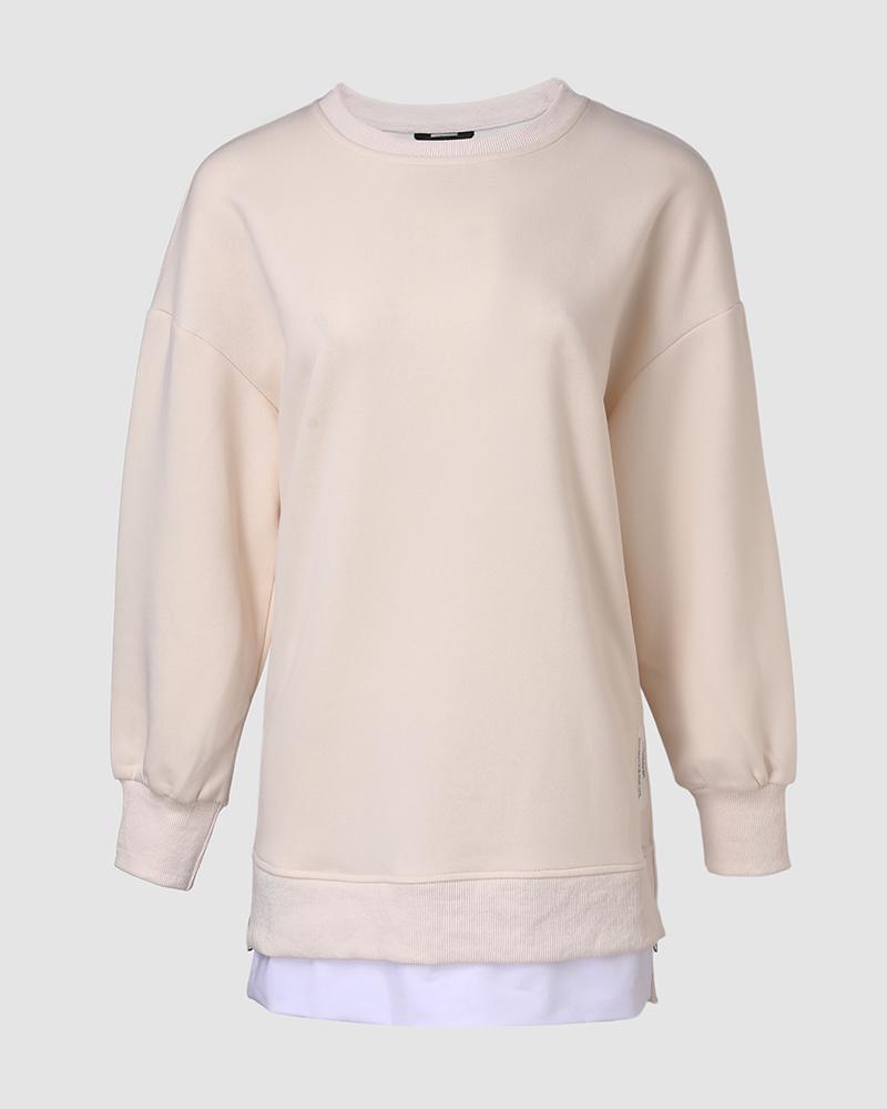 ChicMe 2026 Spring Womens Long Sleeve Pullover Sweatshirt Zipper Slit Casual Dress Drop Shoulder Oversized Outfits