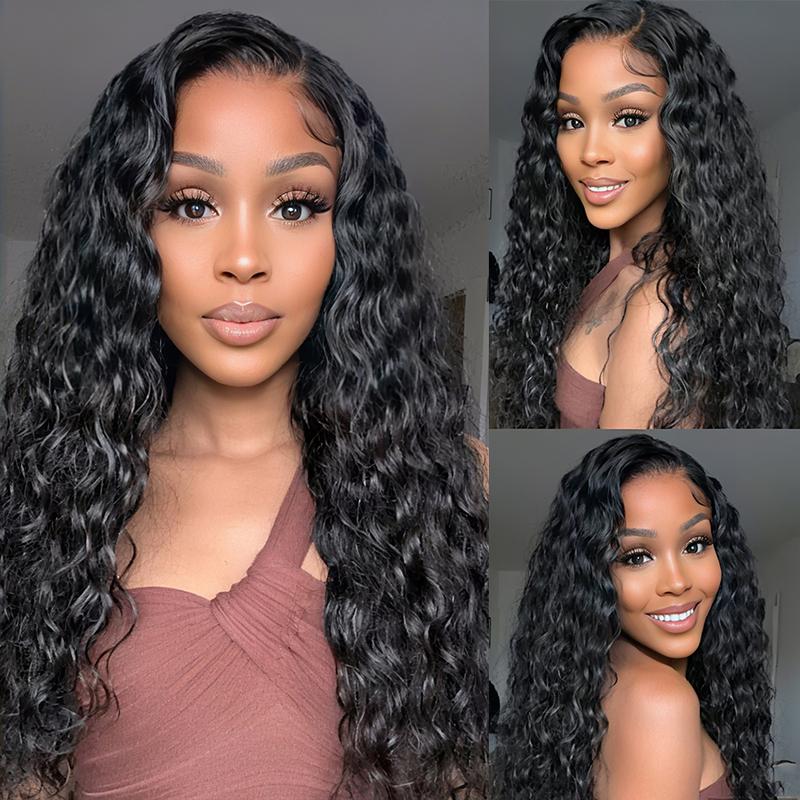 Pizazz Hair Water Wave Pre Cut Lace Pre Bleached Knots 8x5 HD Glueless Wigs Human Hair Wigs