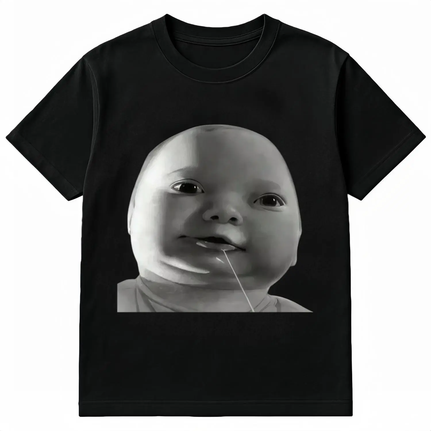 Cotton Funny AI Baby Holding Laugh Meme Viral Trend T-Shirt for Casual Wear & Trendy Outfits Comfortable Breathable Design Pure Cotton Fabric Soft and Light Loose Round Neckline