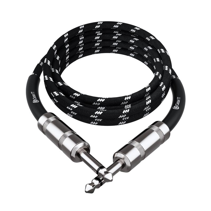 Straight 1/4 Inch Male to Male Guitar Instrument Cable, Black