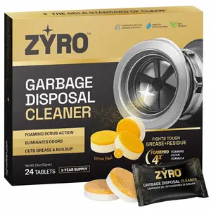 Zyro Garbage Disposal Cleaner and Deodorizer | Kitchen Sink Cleaner Tablets | Eliminates Odor | Fights Grease & Buildup | Foaming Scrub Action | Citrus Fresh | 24 Tablets, 1 Year Supply