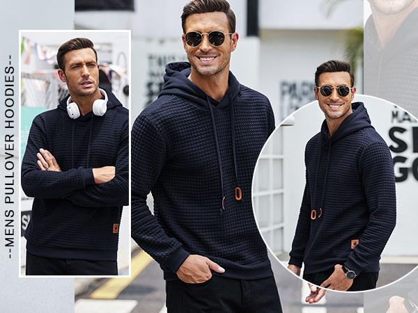 Coofandy Fall Outfits Men's Black Waffle Knit Hoodie with Adjustable Drawstring Casual Long Sleeve Pullover for Daily Wear & Street Style Coofandy Fall Outfits Men's Black Waffle Knit Hoodie with Adjustable Drawstring Casual Long Sleeve Pullover for Daily Wear & Street Style
