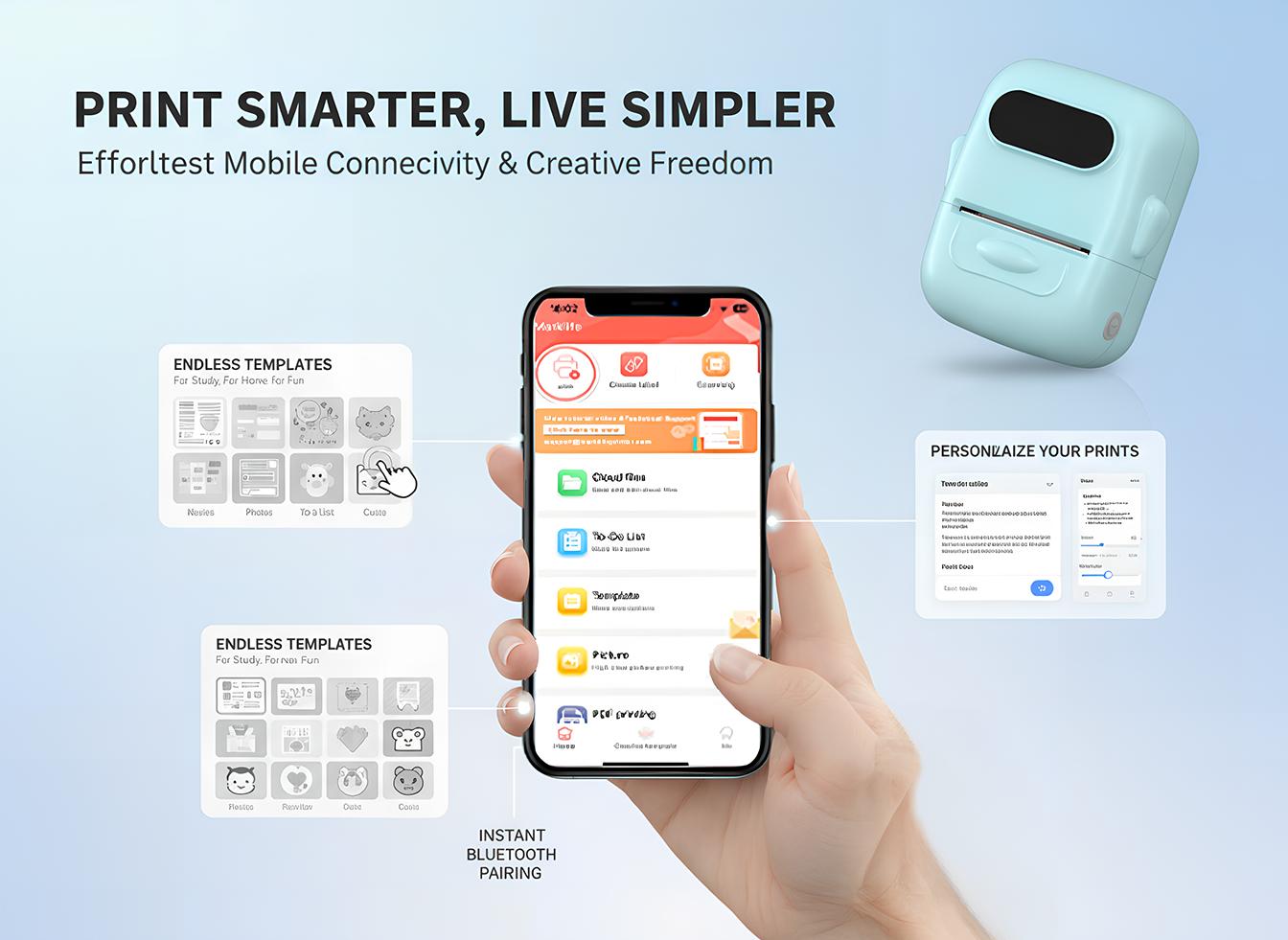 Marklife Label Maker, thermal printers, portable mini Bluetooth wireless printers. Capable of printing thank-you cards, gift labels and product labels food stickers . Suitable for schools, offices and home storage, multiple template,  Black Friday