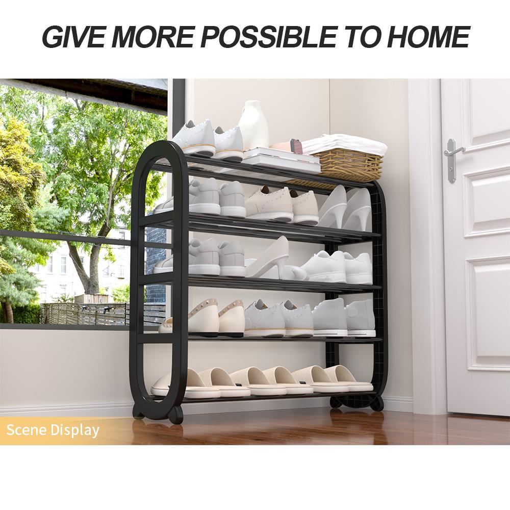 Narrow Shoe Shelf for Doorway 4 Layer 5 Layer Strong Shoes Storage Organizer Space Saving Easy Assembly Shoe Racks for Hallway Bedroom Black White 10-15 kg Capacity