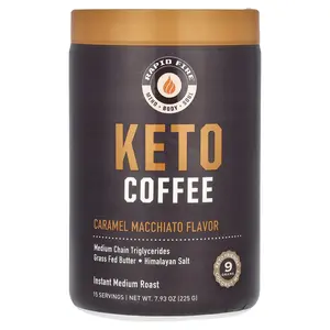 RAPIDFIRE Keto Coffee, Caramel Macchiato, Instant, Medium Roast, 7.93 oz (225 g)