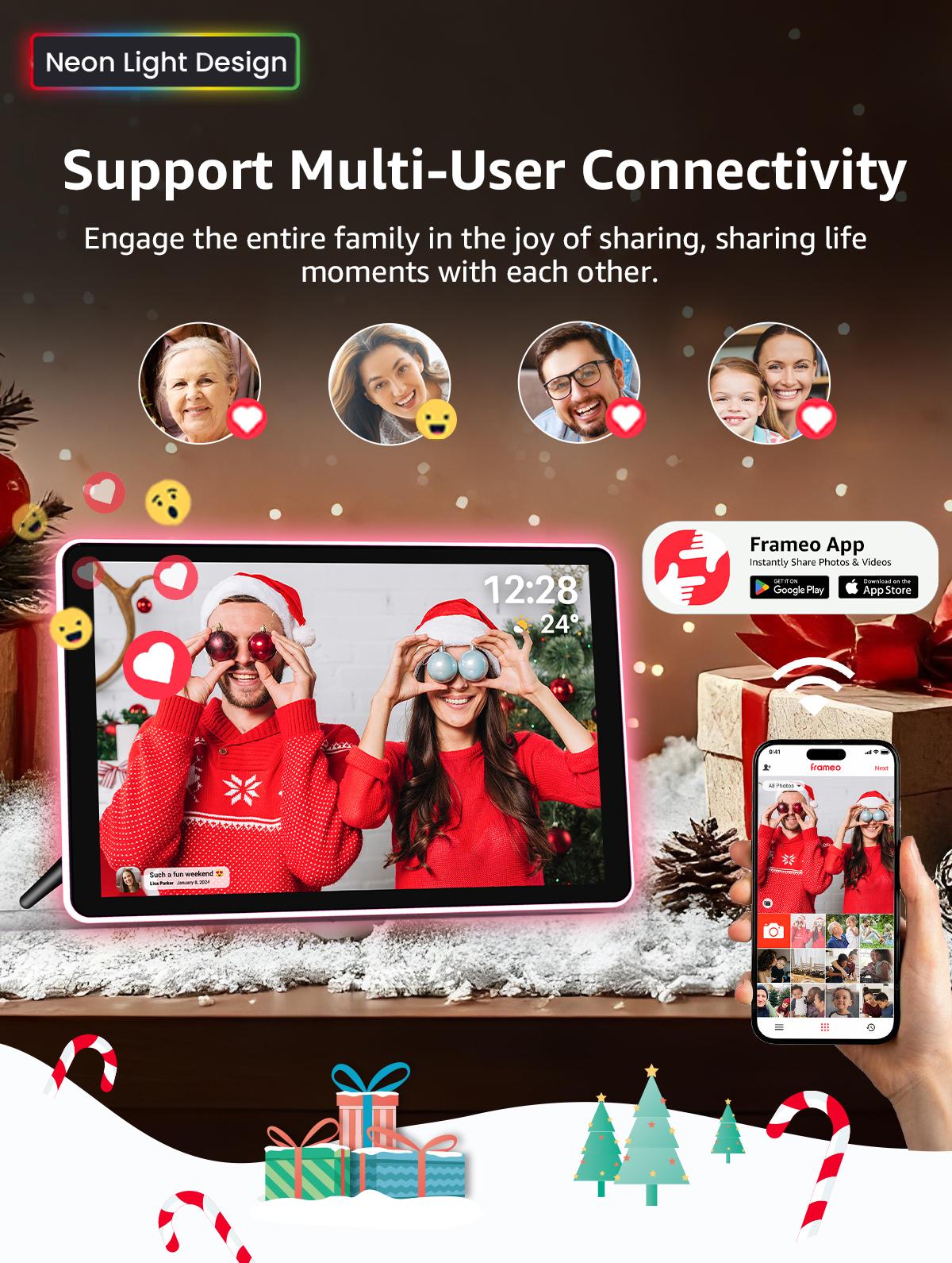 Nixplay&Frameo Digital Picture Frame, ApoloSign 10.1" 15.6" WiFi Video Decor Frame, Free APP, Wall Mountable, HD Touch Screen Display, Support Google Photos, with 32GB Storage, Smart Electronic Picture Frame for Friends, Family