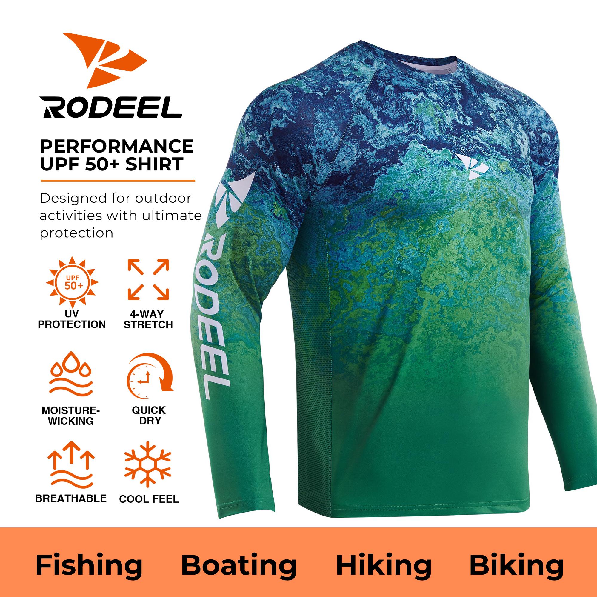 RODEEL 905 Long Sleeve Shirts Men UPF 50+ Sun UV Protection Lightweight Quick Dry Moisture Wicking Breathable Cooling Activewear for Outdoor Sport Gym Workout Hiking Camping Running Biking Boating Construction Landscaping, Holiday Gift